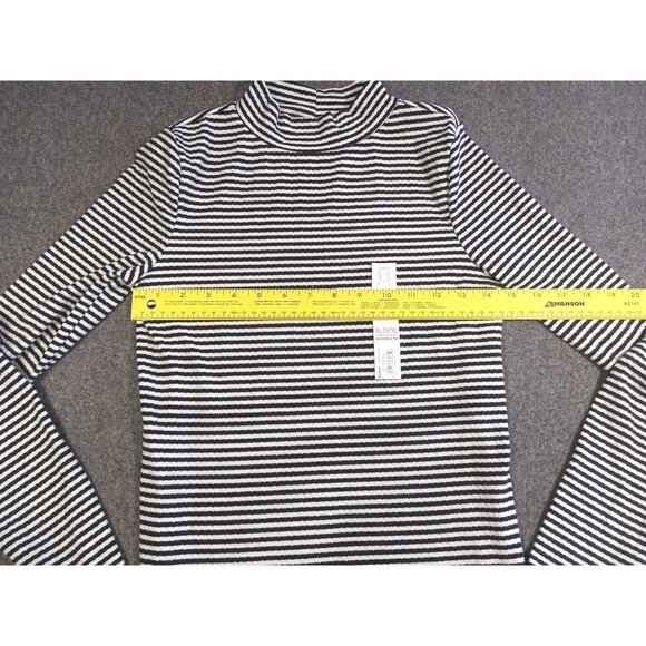 SO Women's Black & White Striped Mock Neck Long Sleeve Tee XL 14/16 - Picture 9 of 12